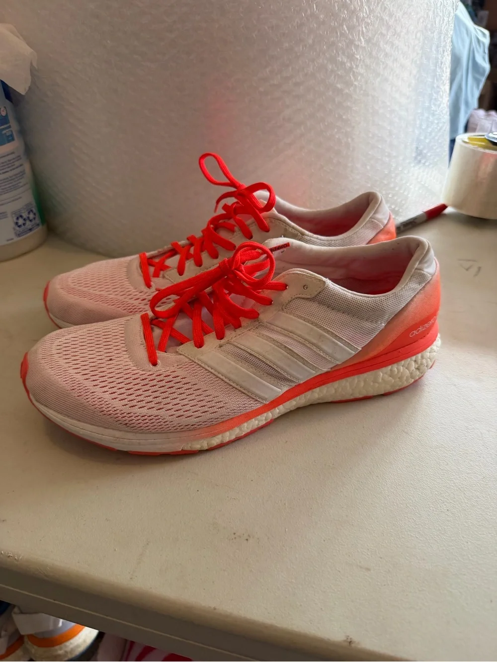 Men’s Adidas Boost Size 11 ADIZERO Boston Running Shoes with Bright Accents